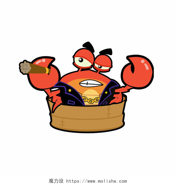 螃蟹横向霸道中秋节大闸蟹漫画卡通